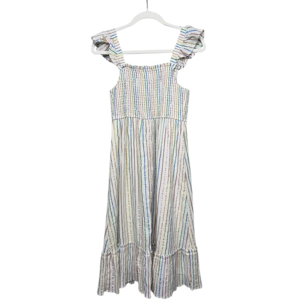 Francesca's Hello Franki Ruffle Smocked Bodice  Girls Midi Dress - Size Youth XL